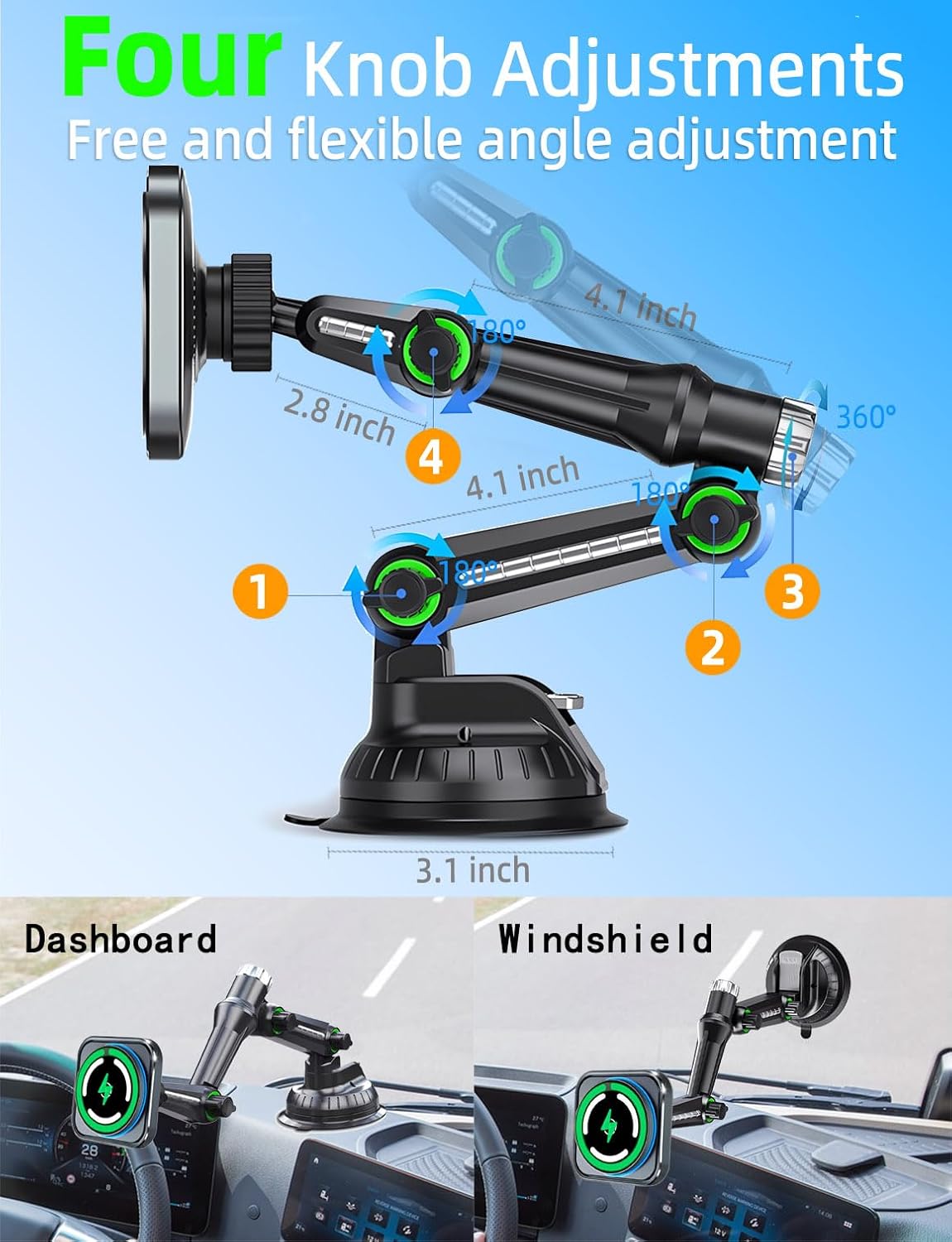 for MagSafe Car Charger Phone Mount Holder for Truck, 15W Fast Power