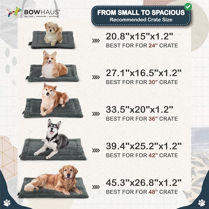 27.1" x 16.5” Machine-Washable Fluffy Dog Bed for 30" Kennel, Soft Crate Mat with Non-Slip Bottom, Cozy Pet Pad for Sleeping, Small, Medium Dog Kennel Flat Bed