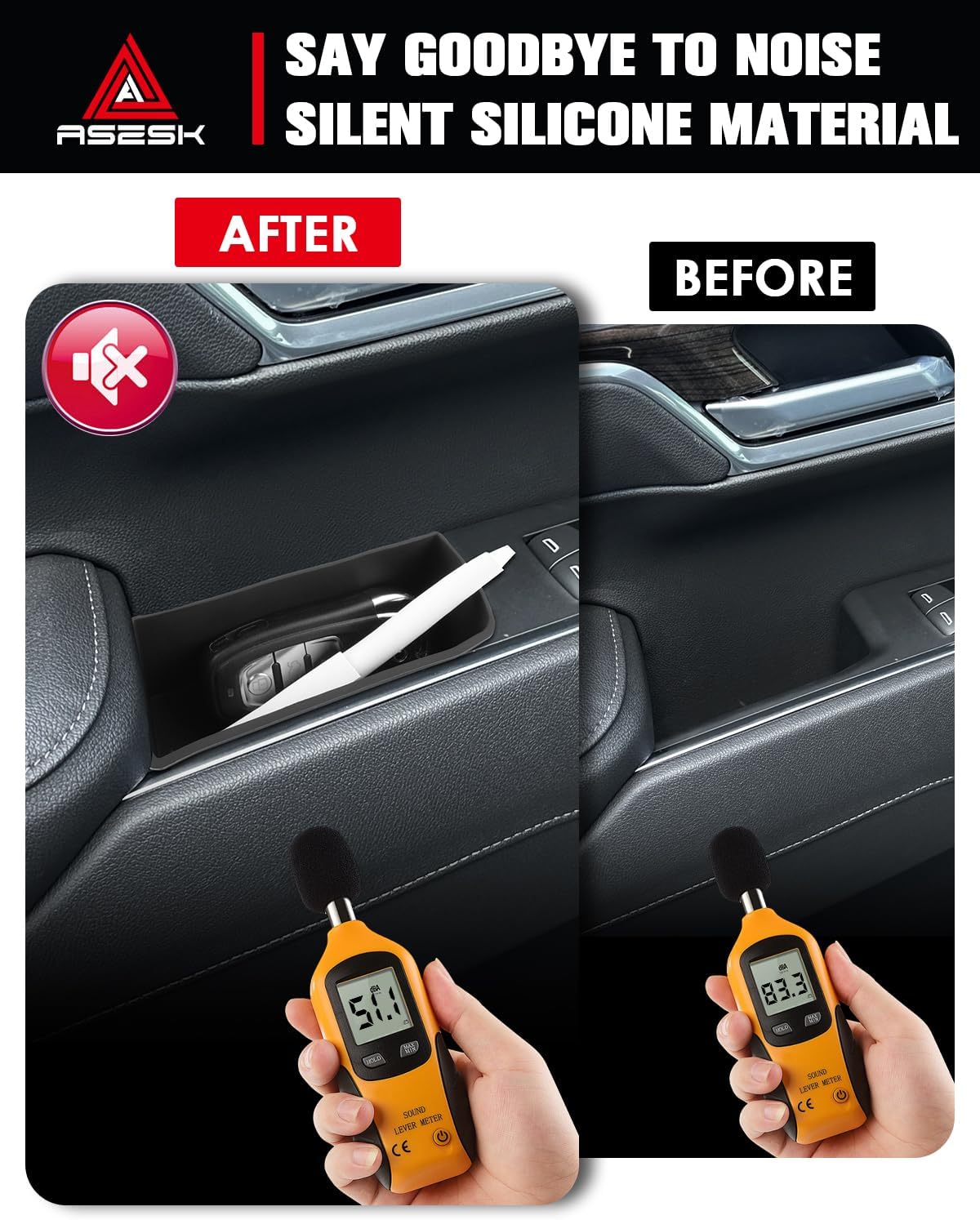 For 2022-2026 Silverado&Sierra 1500/2024-2026 Silverado&Sierra 2500HD/3500HD 4PCS Center Console Door Side Organizer Tray Silicone Materials
