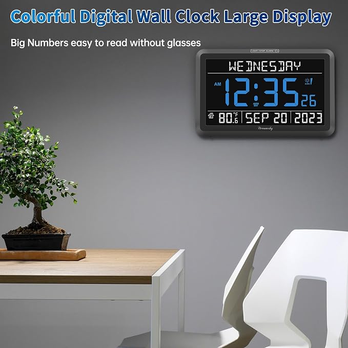 DreamSky Digital Clock with Date and Day of Week
