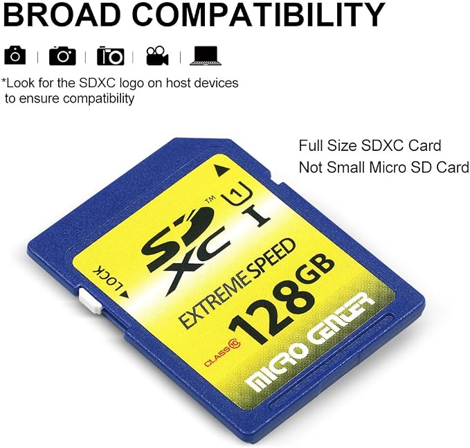 INLAND 128GB SD Card Class 10 SDXC Flash Memory Card Full Size SD Chip USH-I U1