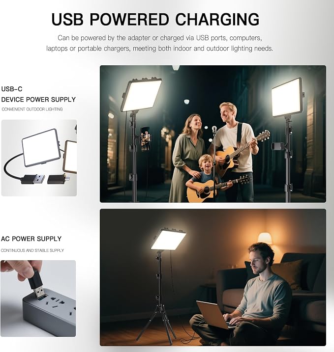 1-Pack LED Video Light Kit, NiceVeedi Photography Lighting Kit, 2800-6500K