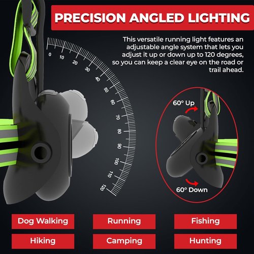 LUMEFIT Running Lights - Adjustable LED Chest Light with Yellow Reflective Vest for Night Safety | Rechargeable Jogging Gear