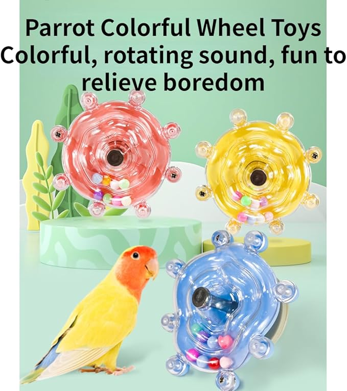 Parrot Spinner Toy, Funny Parakeet Toy Interactive Parrot Toy Bird Toy Spinning Rattle Cockatiel Toys Bird Cage Accessories for Entertainment Chewing Exercise (Purple)