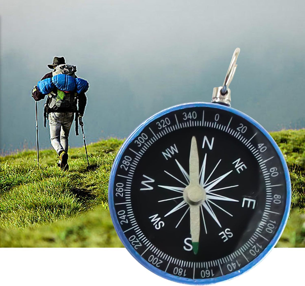 Skiennix Pocket Compass - Survival Navigation Tool with Key Ring for Outdoor Camping & Hiking