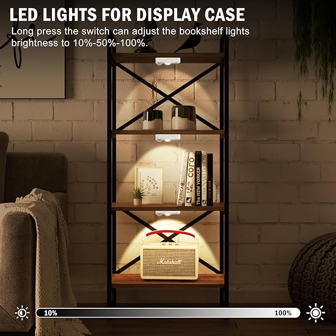 LED Motion Sensor Puck Lights, Rechargeable Under Cabinet Lighting Wireless, Dimmable Night Light, Under Counter Lights for Kitchen, Display Shelf, Closets (4 Pack)