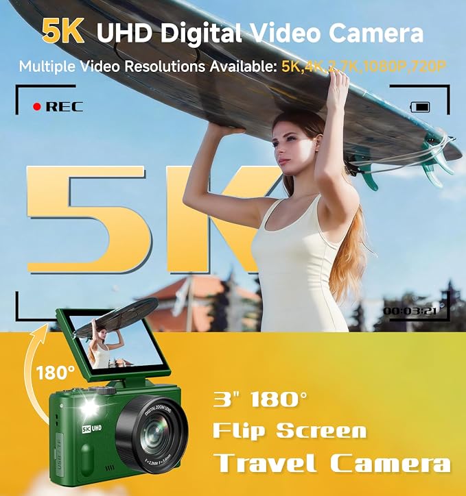 5K Digital Camera for Photography, 80MP Digital Camera