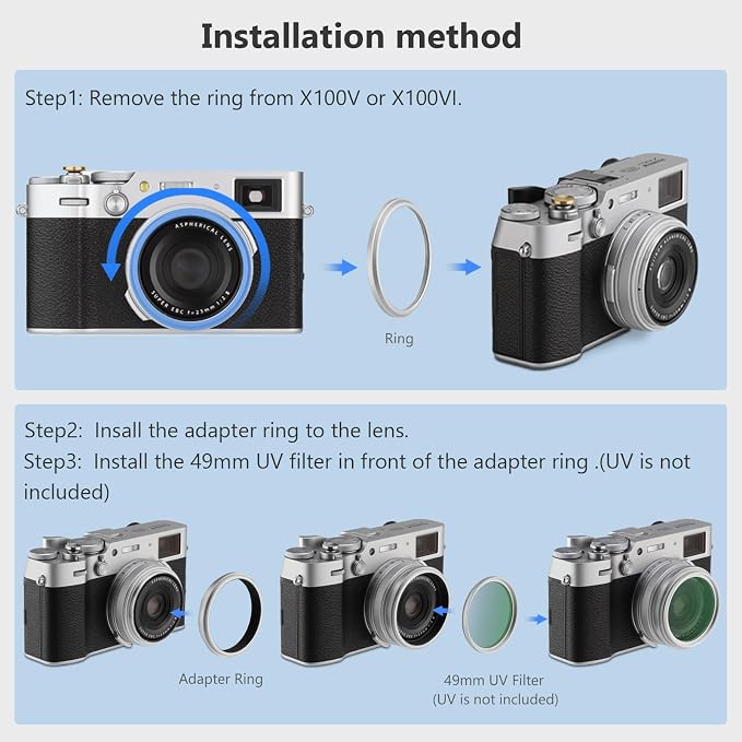 Haoge Lens Filter Adapter Ring for Fujifilm X100VI Fuji FinePix X100V Camera