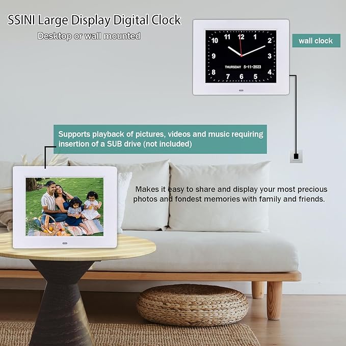 SSINI Dementia Clock Large Digital Calendar