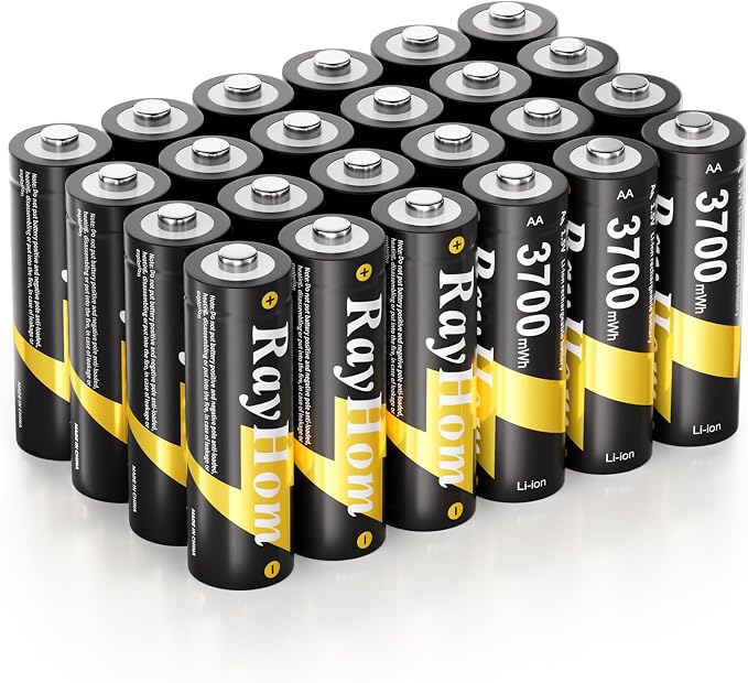 24 Pack AA Lithium Rechargeable Batteries, 3700mWh High Capacity, 1.5V Constant