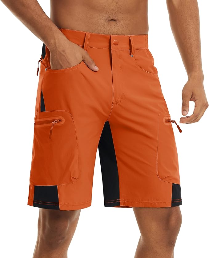 TACVASEN Men's Hiking Cargo Shorts 10" with Zipper Pockets Quick Dry Casual Stretch Golf Work Short Outdoor Summer