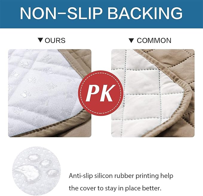 Dog Bed Cover Waterproof Microfiber Quilted Mattress Cover Pet Mat Silicon Non Slip 9 Size Furniture Protectors for Bed Sofa Couch (76 x 127 cm/30 x 50 in,Taupe)