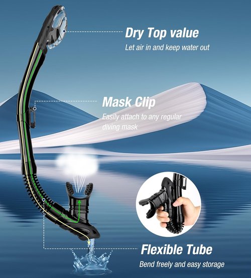Aegend Diving Dry Snorkel - Top Dry Valve Snorkeling Gear for Adults & Youth | Ideal for Freediving & Swimming