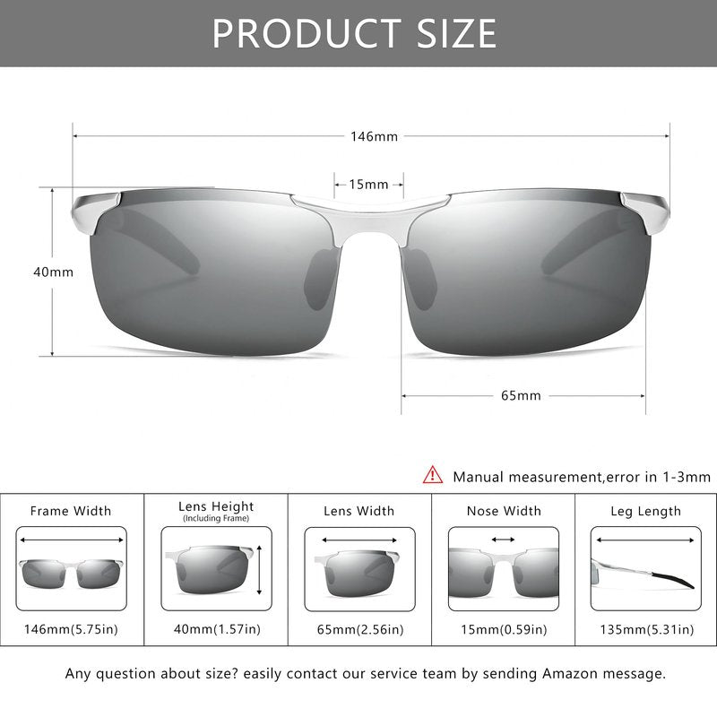 SUNGAIT Men's HD Polarized Sunglasses for Driving Fishing Cycling Running Metal Frame UV400 SGT177-YSY