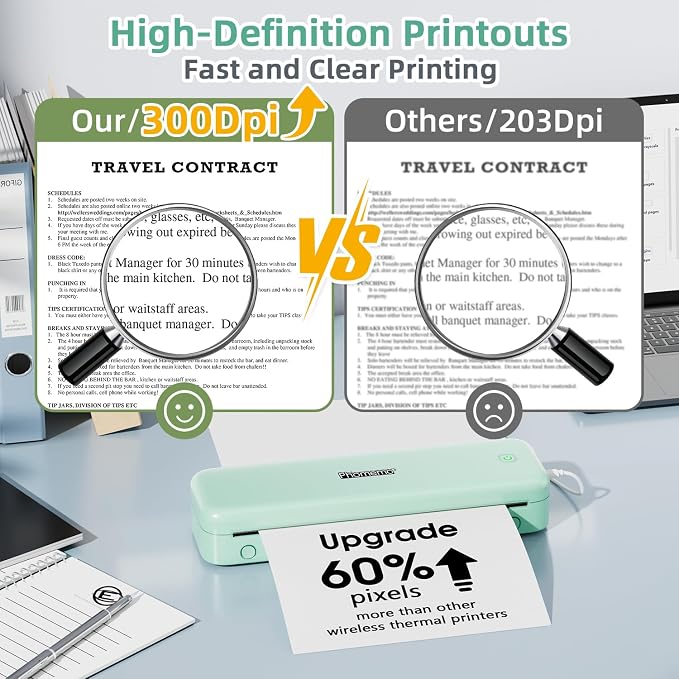 Phomemo M834 Portable Printer, Wireless Bluetooth Thermal Printer, Support