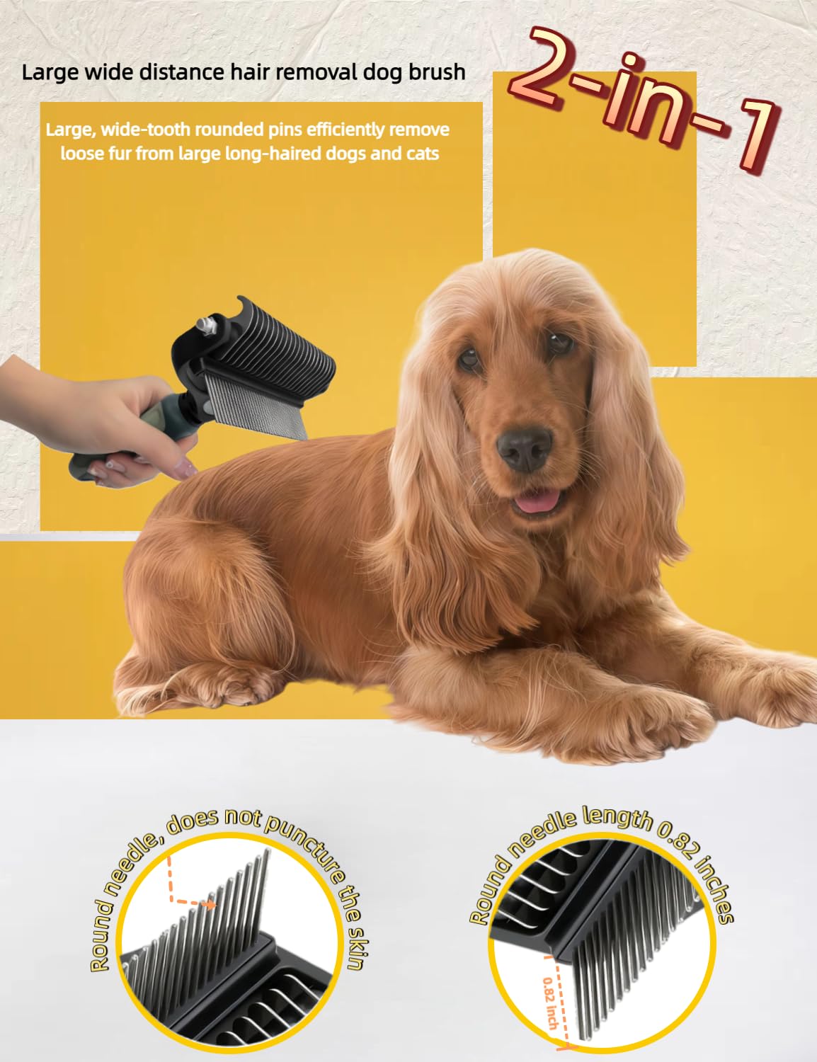 Skiennix 3-in-1 Dog Deshedding Brush - Grooming Tool with Undercoat Rake & Dematting Comb | Peacock Green