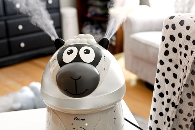 Crane Adorables Ultrasonic Humidifiers for Bedroom and Baby Nursery, 1 Gallon Cool Mist Air Humidifier for Large Room or Kid's Room, Humidifier Filters Optional, Sheep
