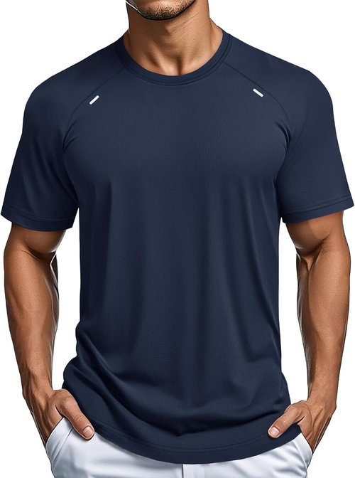 MAGCOMSEN Men's Dry Fit Athletic Shirt - Lightweight Mesh Short Sleeve for Performance & Hiking