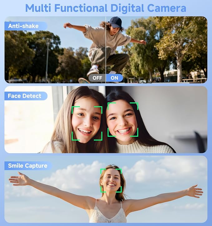 Compact Camera, 56MP Dual-Screen Digital Camera