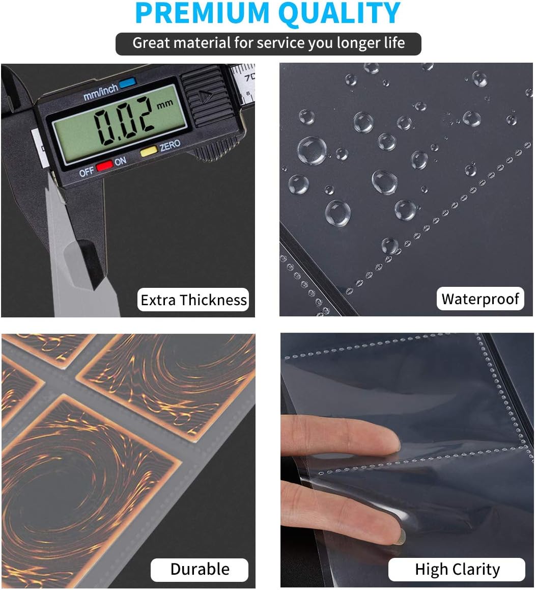Skiennix 9 Pocket Page Protector - Premium Double-Sided Trading Card Sleeves for 3 Ring Binders