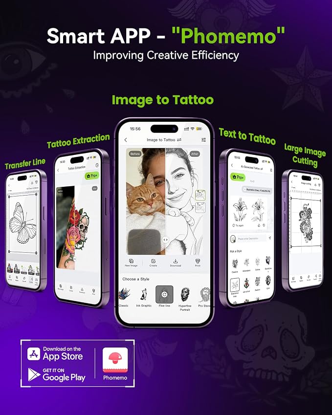 Phomemo M08F Plus Touchscreen Tattoo Stencil Printer, Compatible