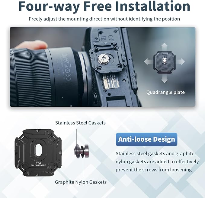 ULANZI F38 Multi-Hole Camera Quick Release Plate Kit, w 1/4" to 3/8" Screw