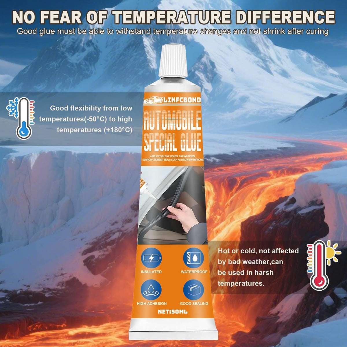 Automotive Body Adhesive Sealant, 100ml Car Body Glue Bonding Heat Resistant, Extra Strong Silicone Sealant for Car Handle, Interior, Metal, Plastic (50ml*2) (Black)