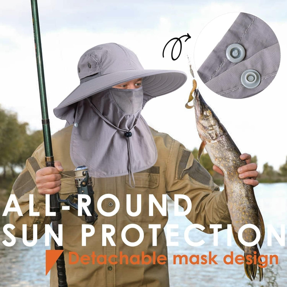 Skiennix Fishing Hat - UPF 50+ Wide Brim Sun Protection with Face Cover & Neck Flap