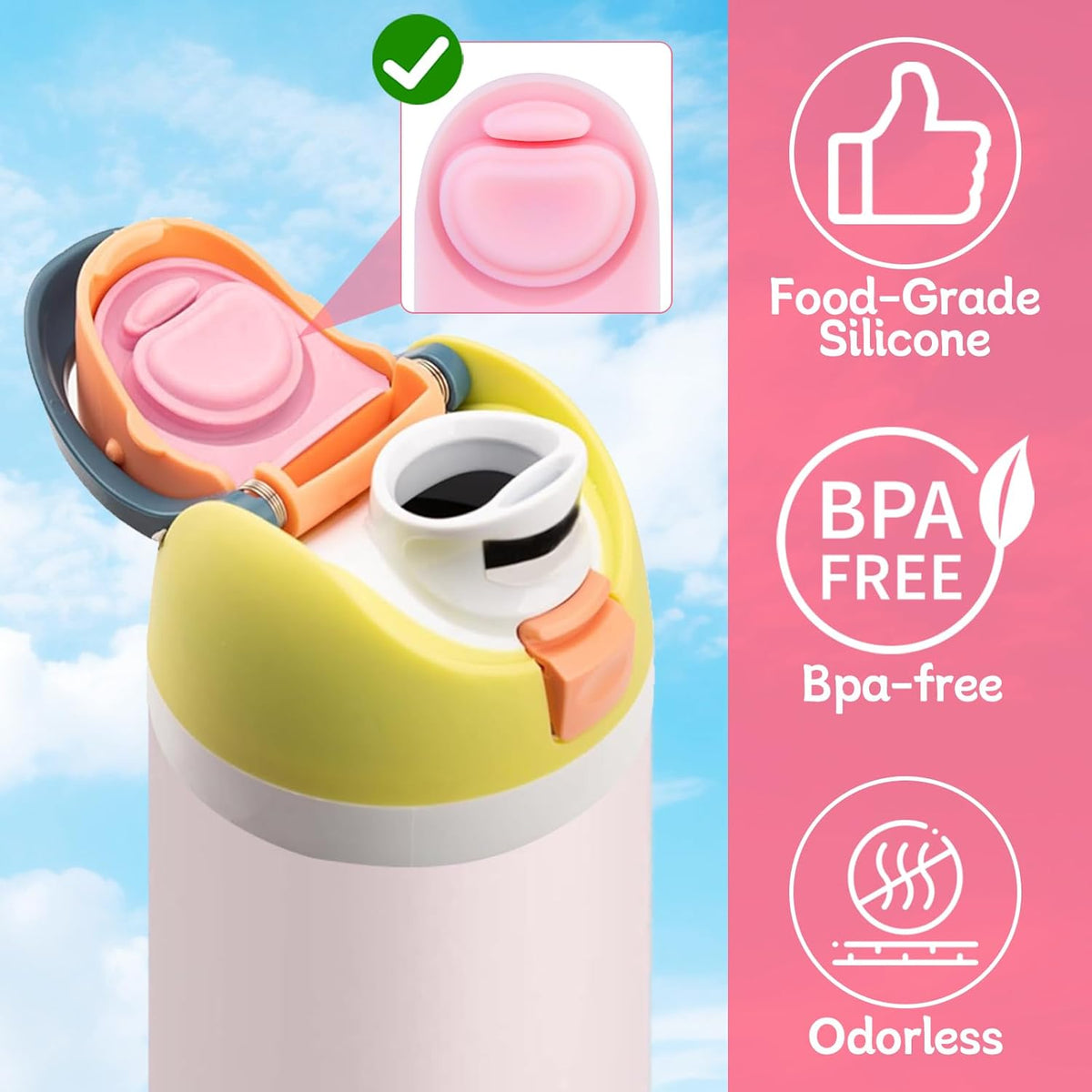 Owala Replacement Rubber Seal Stopper - Durable Silicone Gasket for 16/19/24/32/40oz Bottles | Pink