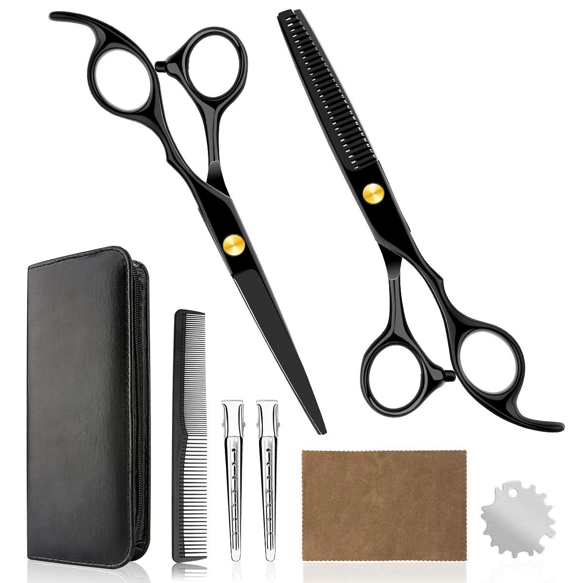 Professional Home Hair Cutting Kit Home Haircutting Scissors Barber Salon Home Thinning Shears Kit With Comb Case For Men Women