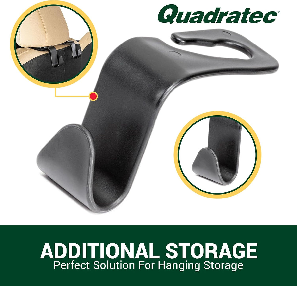 TACTIK Headrest Hooks - Fits Jeep Wrangler CJ, YJ, TJ, JK, JL & Gladiator JT - Sold as a Set of 4 - Hang Groceries, Purses, Backpacks, Coats, Hats, Clothes, Umbrellas - Quick & Easy Installation