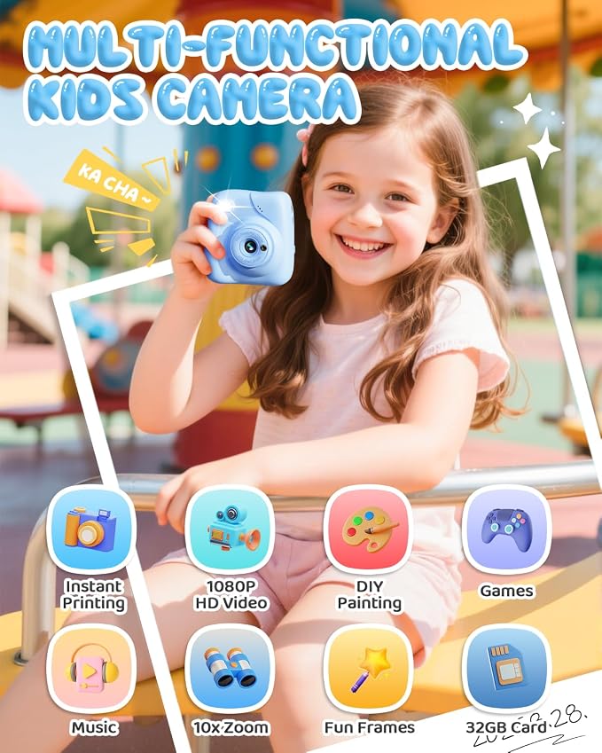 Kids Camera Instant Print, 1080P HD Kids Instant Camera