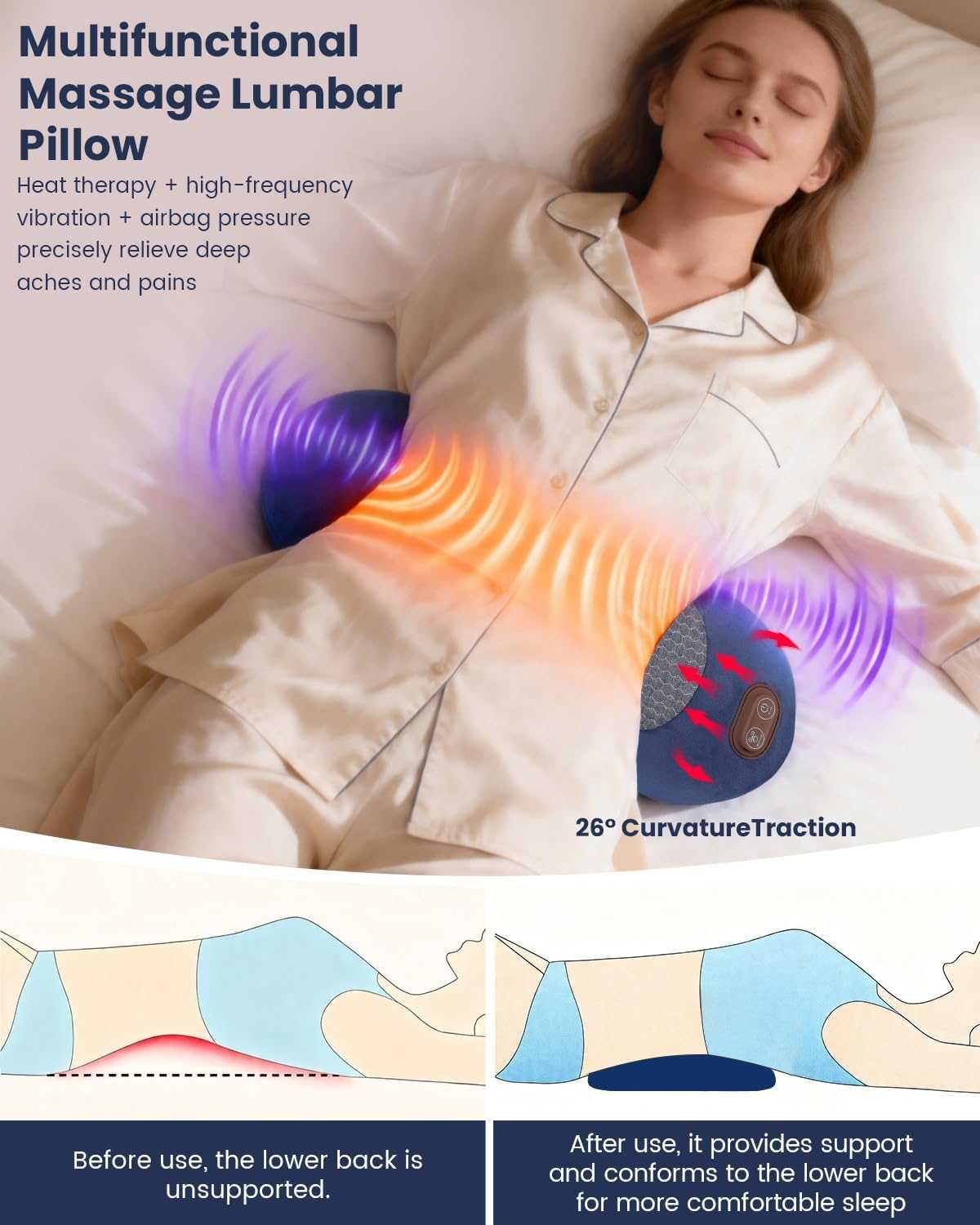 3-in-1 Wireless Lower Back Massager with Heat, Air Compression & Vibration