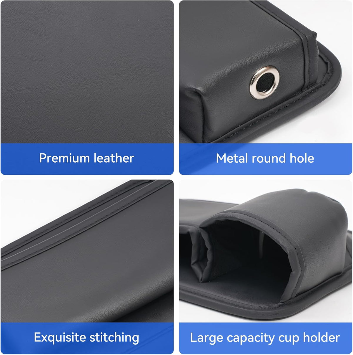 Car Seat Gap Filler Organizer, PU Leather Car Accessories Organizer, for Front Seat,Console Organizer for Phone, Keys and Small Items, It has a cup holder and a long storage slot.（Driver side)