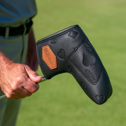 Golf Putter Covers Black Poker Mallet Putter Headcovers Blade Putter Cover Golf Headcover Leather Golf Club Covers with Magnetic Closure for Most Brand (for Blade Putter)