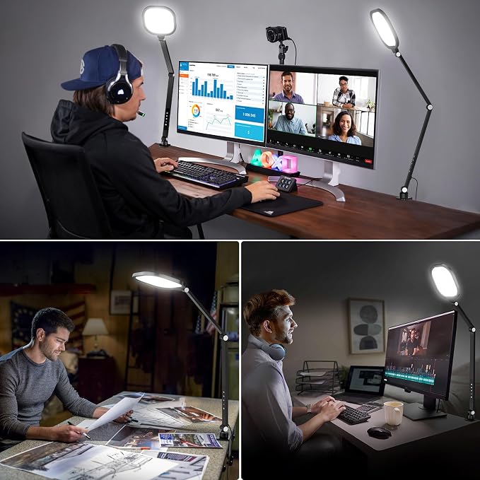 2 Packs Video Conference Light for Computer, 15W LitONES Desk Light for Zoom