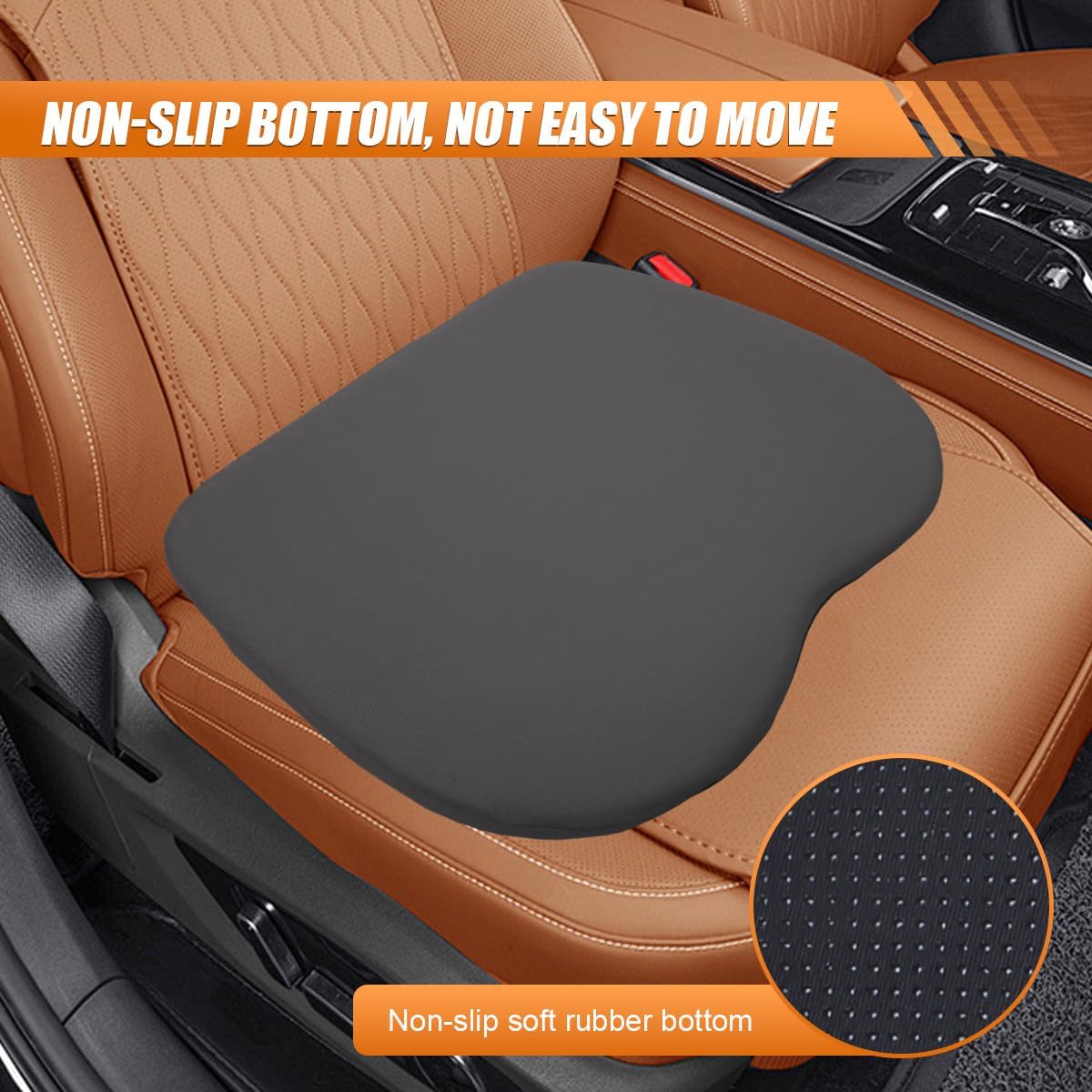 2 in 1 Wedge Car Cushion and Lumbar Support Pillow for Driving, Memory Foam Automotive Seat Booster Cushion, Non-Slip Vehicle Seat Pad for Car, Home, Office(Gray)