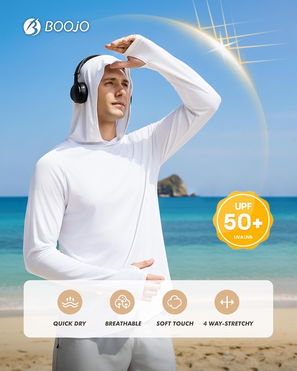 Skiennix UPF 50+ Fishing Shirt - Lightweight Long Sleeve UV Sun Protection Hoodie for Men
