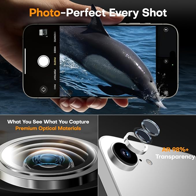 for iPhone 16e/iPhone 17e Camera Lens Protector, Tempered Glass Screen