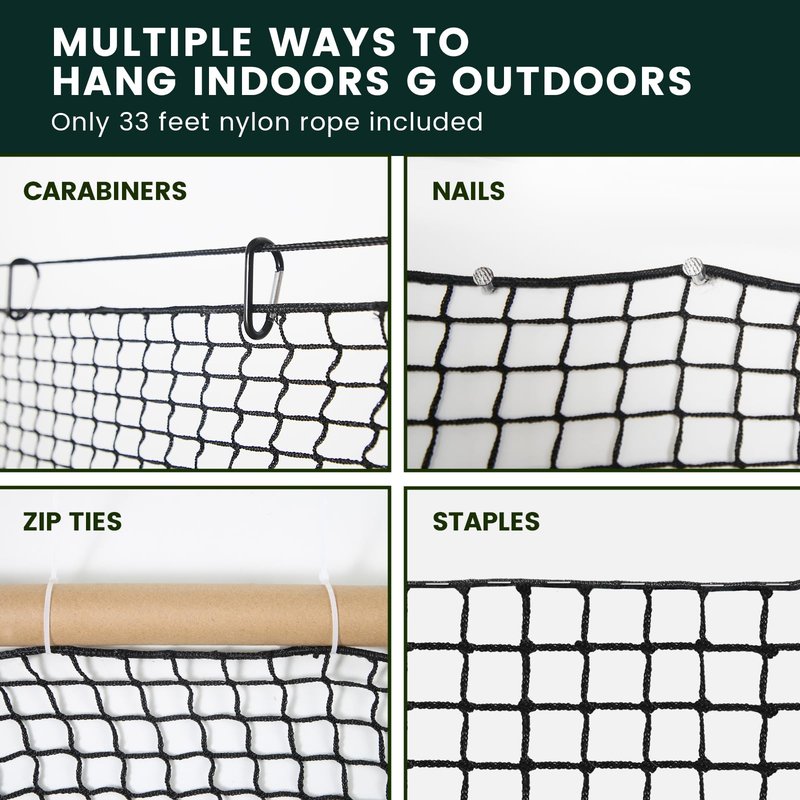 Sports Netting,Golf Practice Net Hitting Net with 33Feet Nylon Rope Also for Baseball, Hockey, Soccer, LAX and More - 10x10ft/10x15ft/10x20ft/10x25ft/10x30ft/10x40ft/10x50ft
