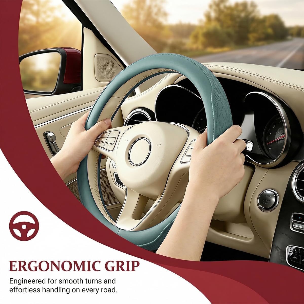 Car Steering Wheel Cover, Breathable Anti-Slip Vehicle Steering Wheel Protector with Inner Ring, Automotive Interior Protective Accessories, Universal for SUV RV Truck (Blue)