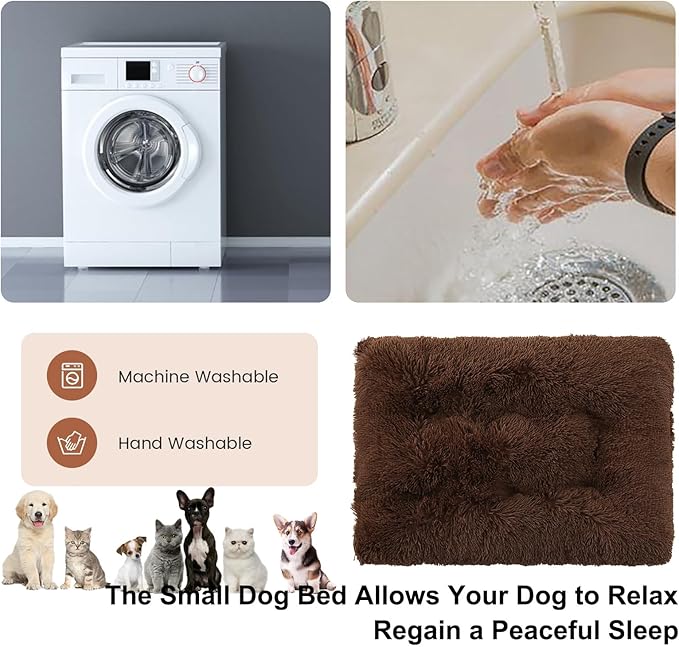 Dog Crate Mat, Dog Bed for Large Dogs, Comfy Fluffy Kennel Pad Anti-Slip for Dog beds & Furniture, Quilted Dog Bed for Pets for Medium/Small Dogs Cats (Color : Coffee, Size : 48x33)