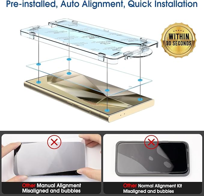 amFilm Auto-Alignment OneTouch for Samsung Galaxy S24 Ultra 6.8'' Screen