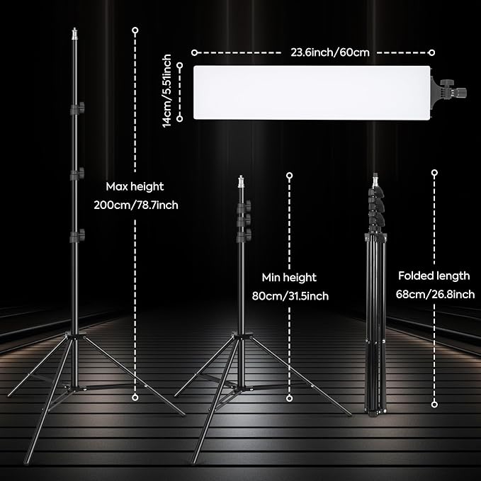 2 Pack LED Video Light Kit 23.6", SEDGEWIN Photography Lighting 2500-7500K