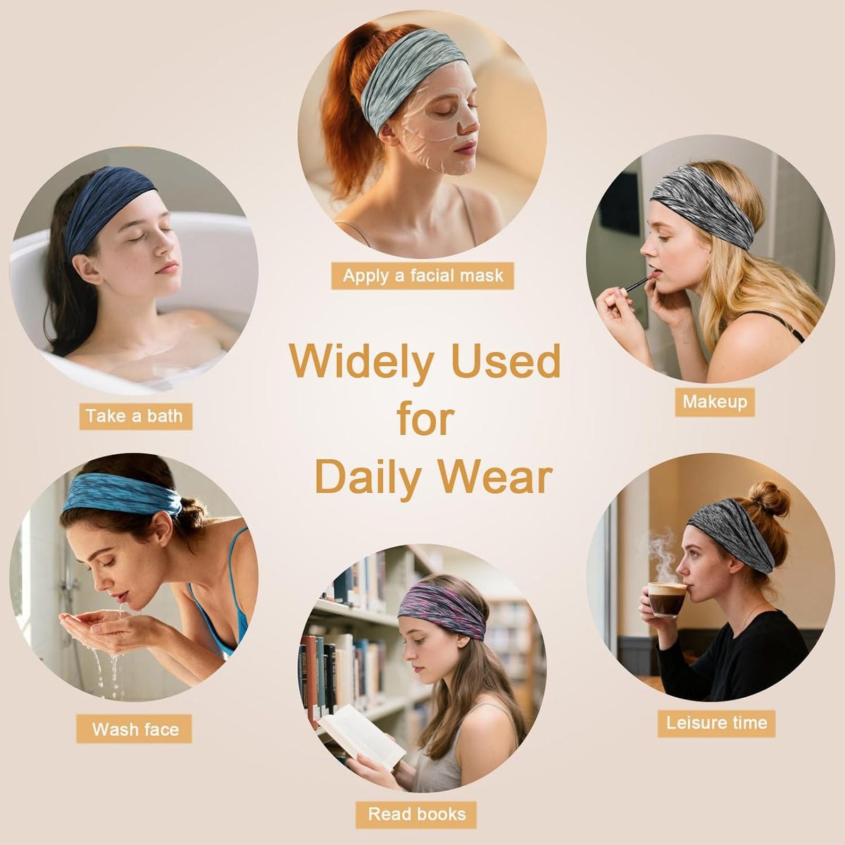 Skiennix Wide Headbands for Women - No Slip Hair Bands for Sports & Yoga | Soft, Stretchy, Sweat-Wicking
