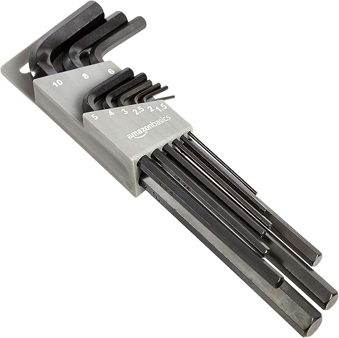 Amazon Basics 22-Piece Long Arm Hex Key Wrench Set - SAE/Metric, Chrome Vanadium Steel with Storage Case