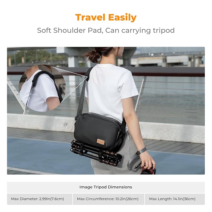K&F CONCEPT Camera Sling Bag Crossbody Bag Waterproof Camera Shoulder Backpack