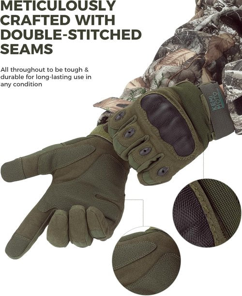 KEMIMOTO Tactical Gloves - Touchscreen Motorcycle Gloves with Hard Shell & Palm Padding | Ideal for Sports & Outdoor Activities
