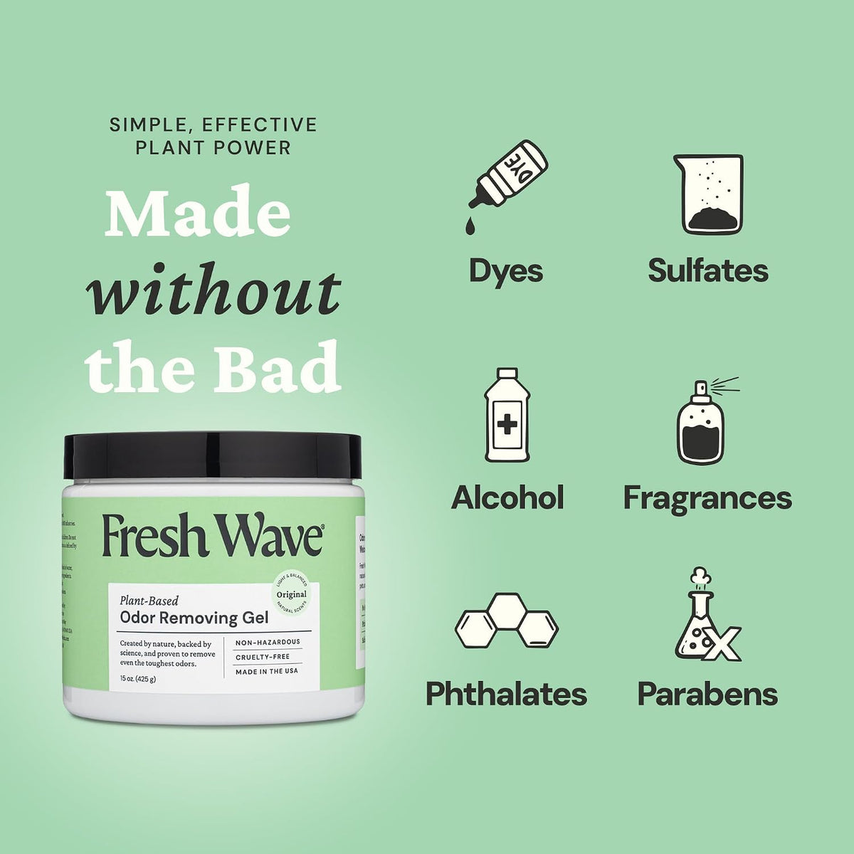 Fresh Wave Odor Removing Gel, Original 15 oz. & Lavender 7 oz.| Safer Odor Absorbers for Home | Natural Plant-Based Odor Eliminator | Every 7 oz. Lasts 15-30 Days | for Cooking, Trash & Pets