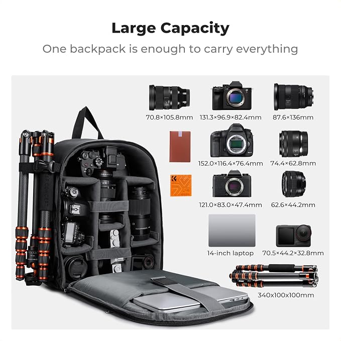 K&F CONCEPT Camera Bag Backpack, Professional DSLR/SLR/Mirrorless Camera